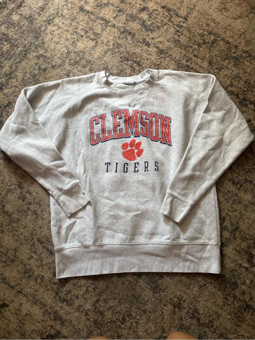 Clemson Tigers Gray Crewneck Sweatshirt with Orange Paw